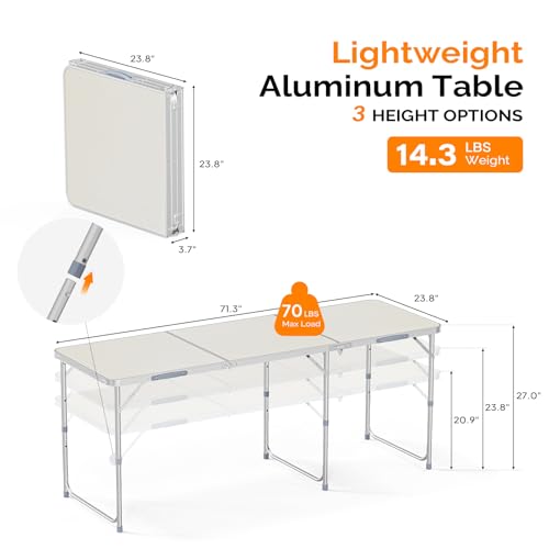 3ft Aluminum Folding Camping Table with Carrying Handle L179408