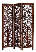 4 Panel Folding Wood Room Divider, Antique Brown, 72 x 80 L396608