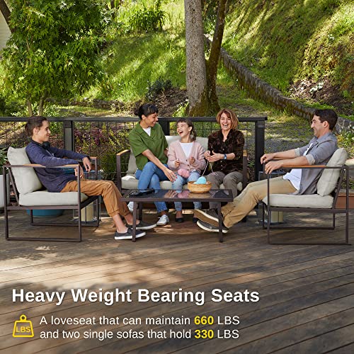 4-Piece Outdoor Patio Set with Sofa and Tempered Glass Table F97509
