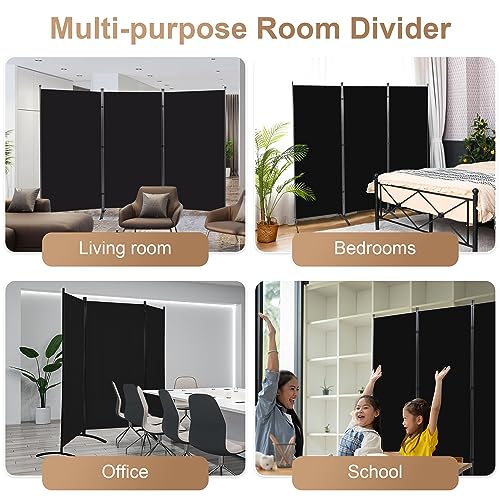 4 Panel Folding Room Divider Privacy Screen with Steel Frame P539789