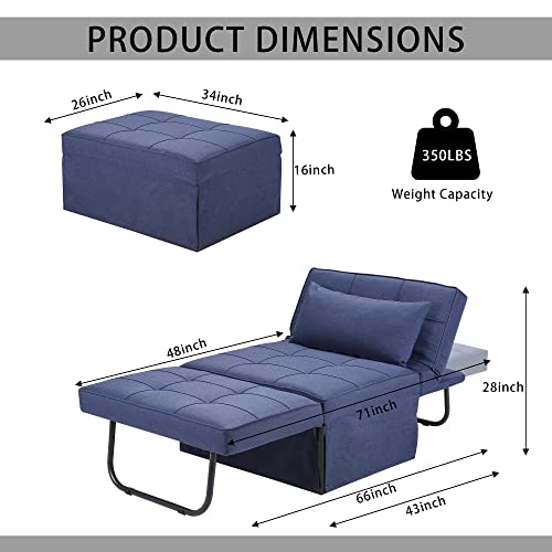 Sofa Bed Folding Ottoman Couch with Adjustable Backrest, Dark Grey C9023