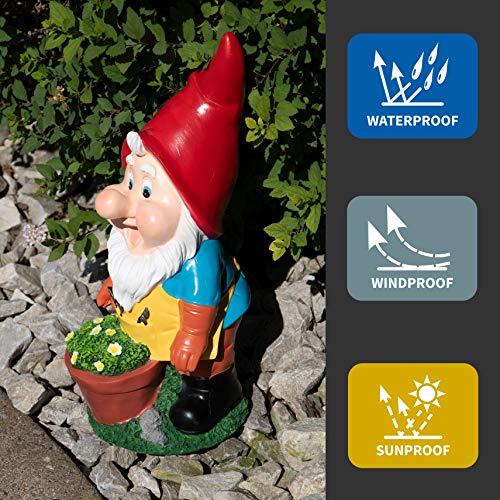 Garden Gnome Figurine Polyresin Statue for Lawn, 11 Inches J14234