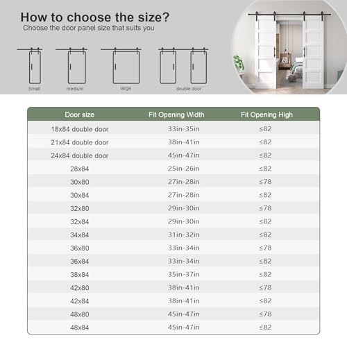 White Barn Door with Sliding Hardware Kit, 7FT, 5-Panel K864232