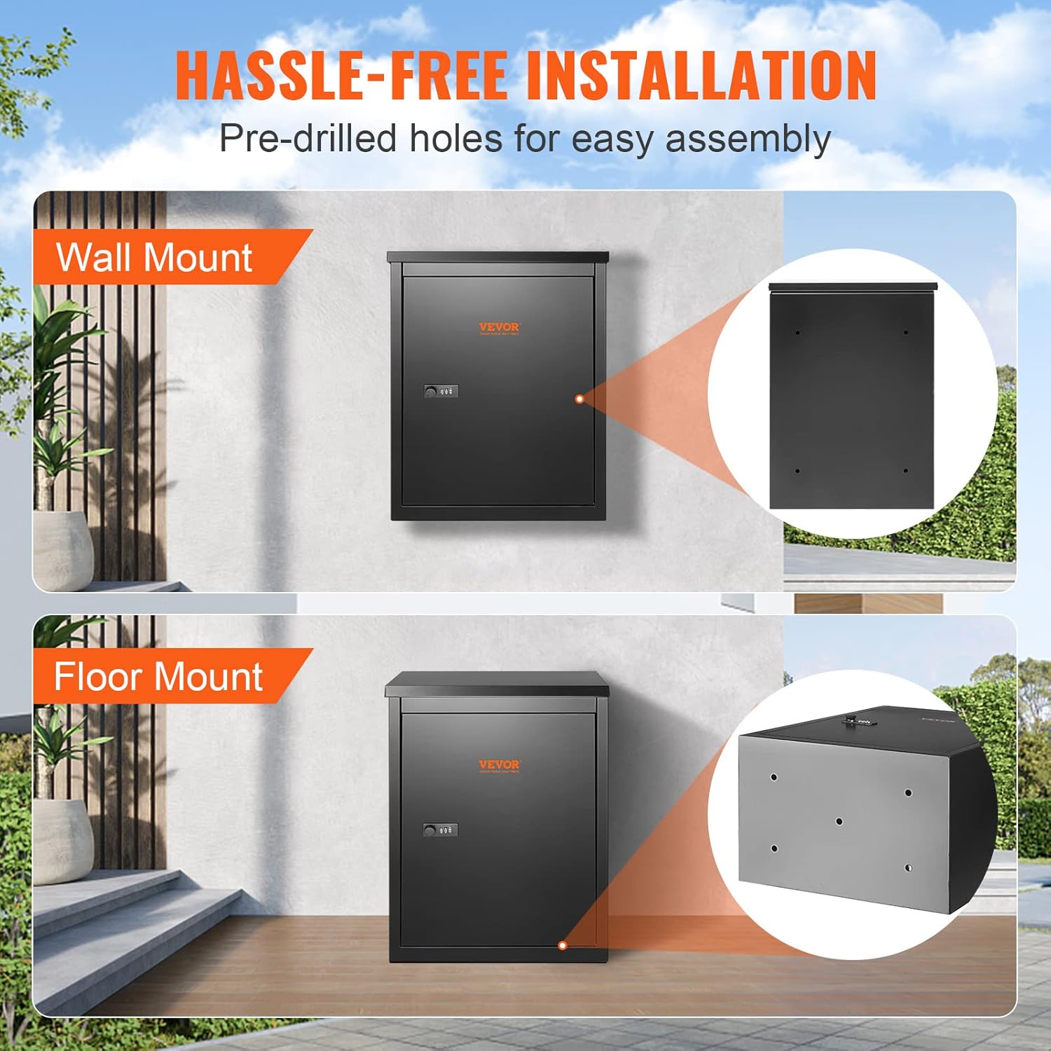 Wall Mount Package Delivery Box with Coded Lock, Galvanized Steel M811