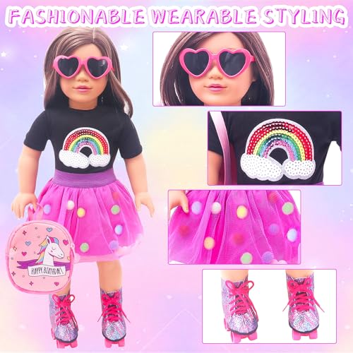 18 Inch Doll Travel Set with Suitcase, Dress, Camera, Phone, Neck Pillow & Sunglasses M666