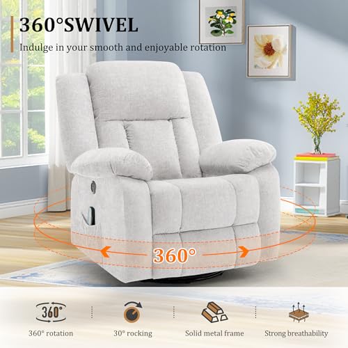 Swivel Glider Recliner Chair with Massage and Heating U85854