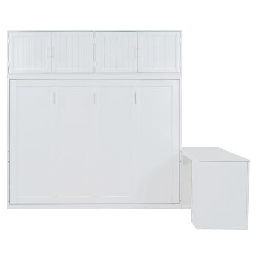 Twin Murphy Bed with Wall Frame, Closet, Drawers and Desk, White D510253