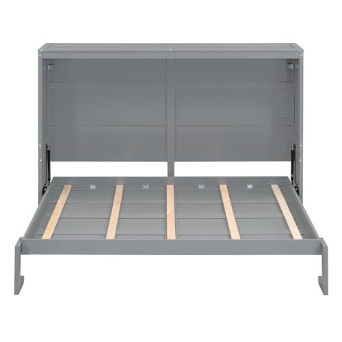 Modern Farmhouse Solid Wood Murphy Cabinet Bed Queen K425
