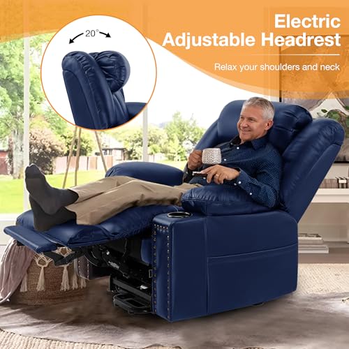 Large Power Lift Recliner Chair for Elderly with Heat and Massage, USB Port, Dark Brown A742