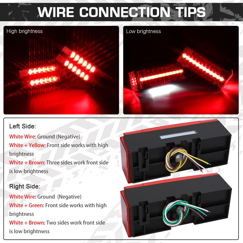 LED Submersible Rectangular Trailer Tail Light Kit, Brake Turn Reverse Side Marker M2841
