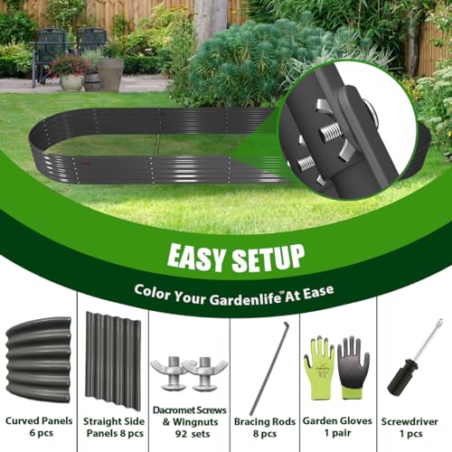 Galvanized Raised Garden Bed Oval Metal Planter Box for Vegetables Flowers A9593