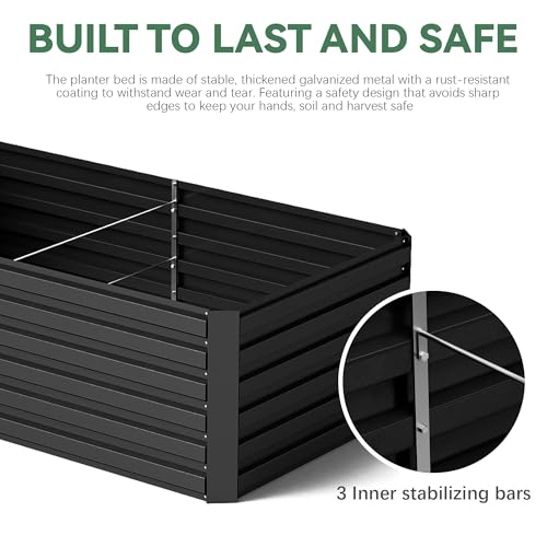 Galvanized Raised Garden Bed 8x4x2ft, Large Metal Planter Box for Vegetables, Flowers, Herbs J9369