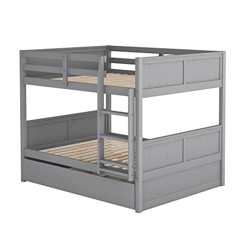 Twin Over Full Bunk Bed with Slide and Stairs for Kids E212
