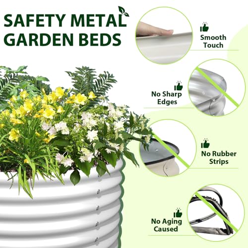 Galvanized Raised Garden Bed Oval Metal Planter Box for Vegetables Flowers A9593