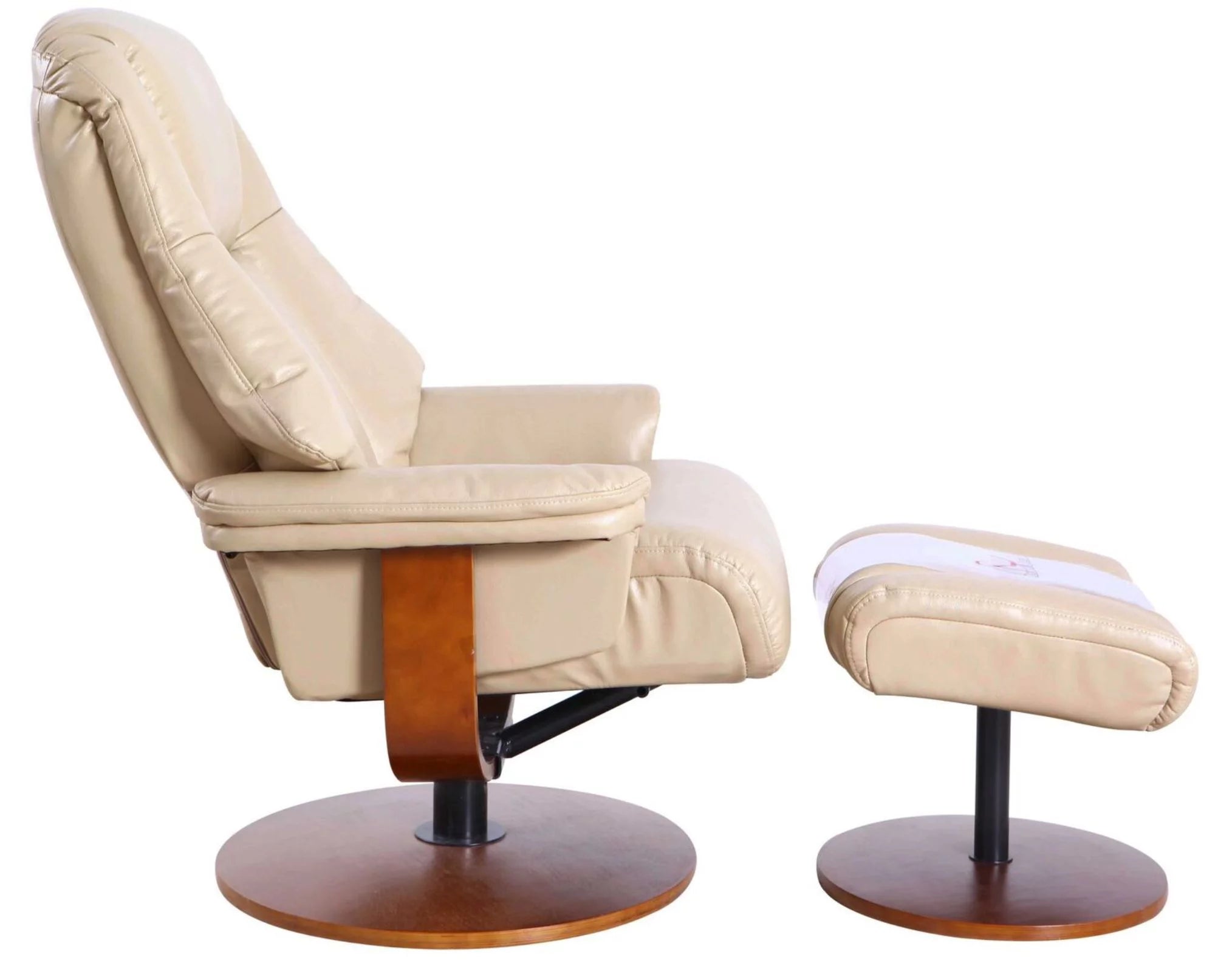 Beige and Brown Recliner Chair with Ottoman L2311