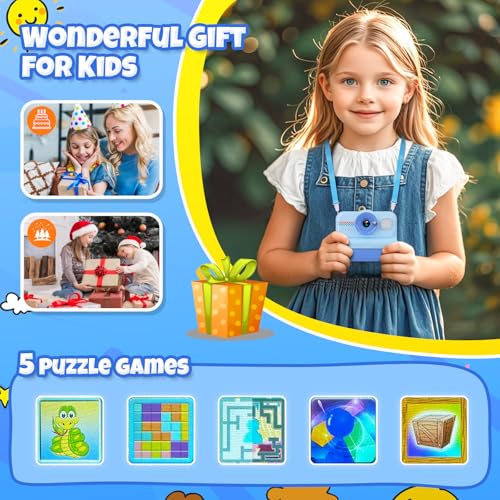 Kids Instant Print Camera 1080P HD with 3 Rolls Paper & 32GB Card V473